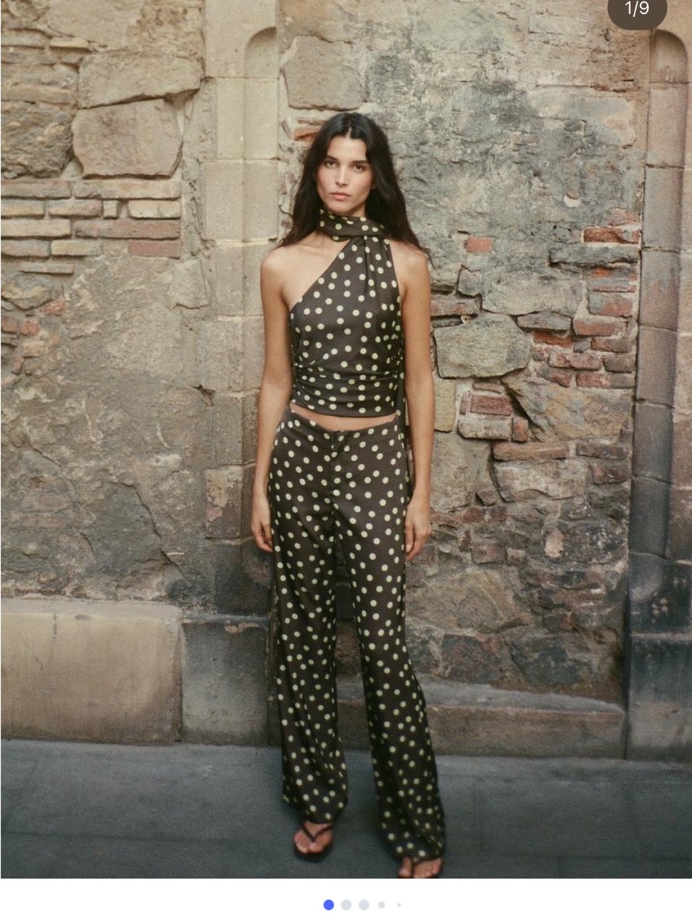 Zara Olive Green Polka Dot Silky Pants